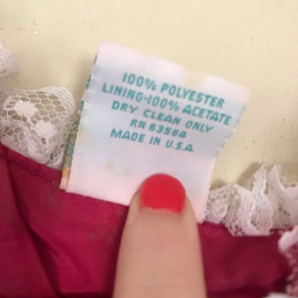 Vintage 70s Victorian Red White Lace Maxi Dress - Picture 8 of 11